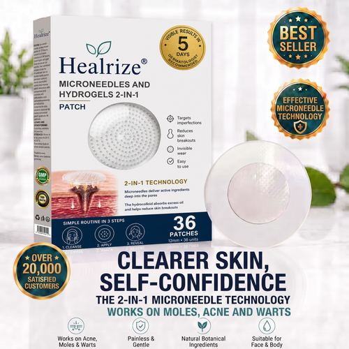 ✅🇦🇺𝐇𝐞𝒂𝒍𝗿𝗶𝙯𝙚®2-in-1 Microneedle & Hydrocolloid Patch🛤️| Removes Raised Moles, Acne, Flat Warts & Skin Tags | Helps Improve Wrinkles, Scars & Blemishes | Invisible Patches for Face & Body（副本）