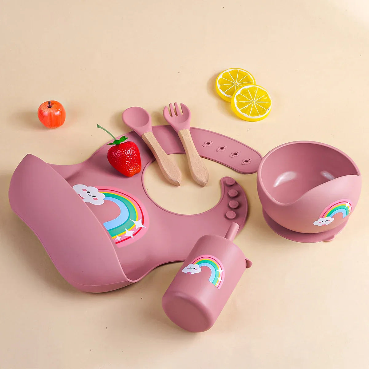 Owl, Elephant & Rainbow Baby Tableware Sets